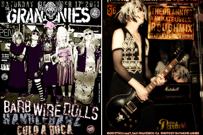 Show Posters for San Francisco band, The Grannies. Photos by Raymond Ahner / Designs by Sluggo