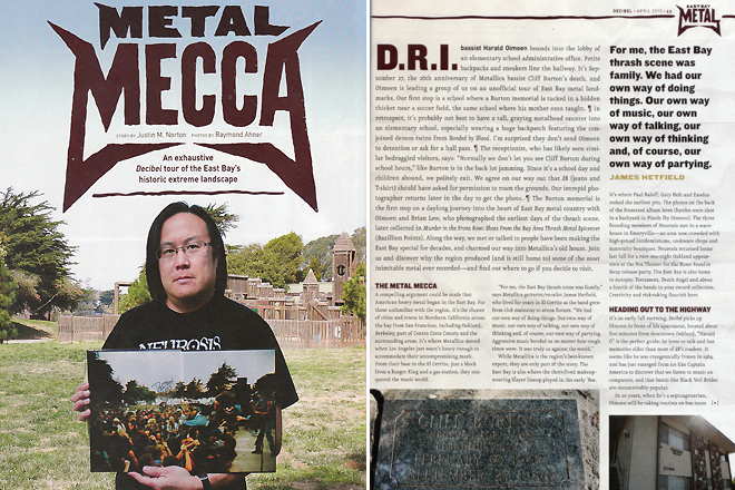 Decibel Magazine Issue 102. 'Metal Mecca' feature story. Pages 44 and 45. Photos by Raymond Ahner. 